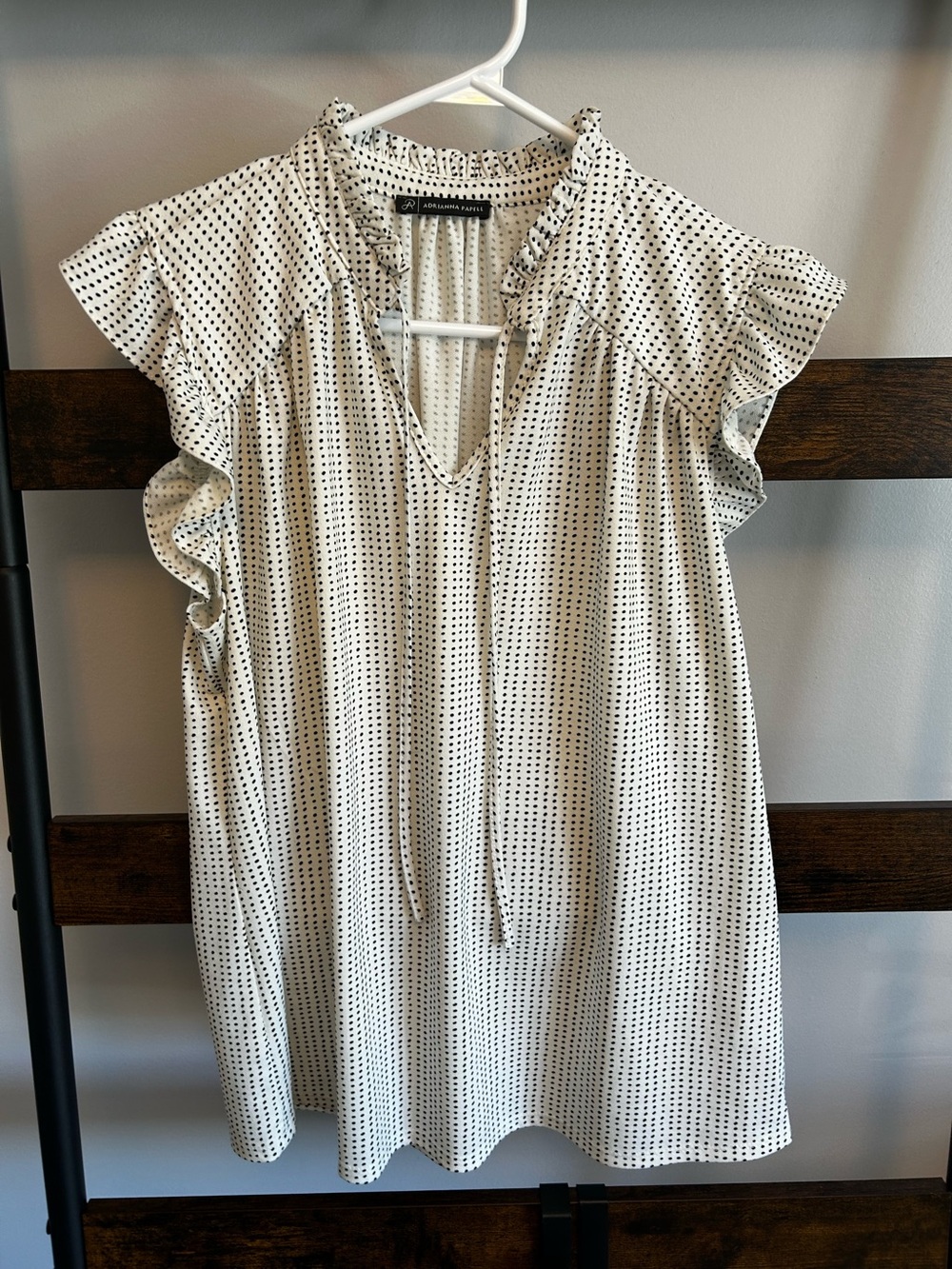 Adrianna Papell Polka Dot Flutter Sleeve Blouse